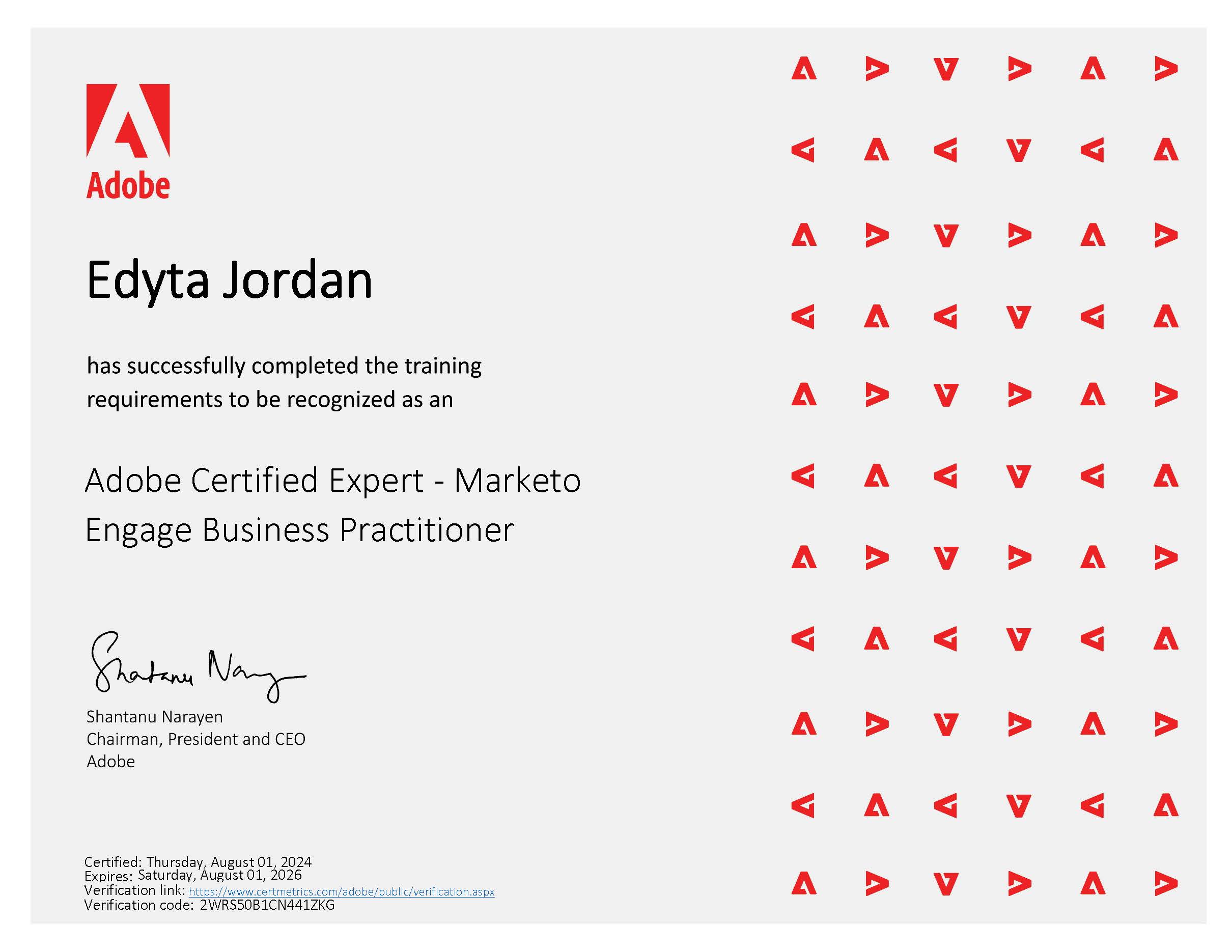 Certification: Adobe Certified Expert - Marketo Engage Business Practitioner