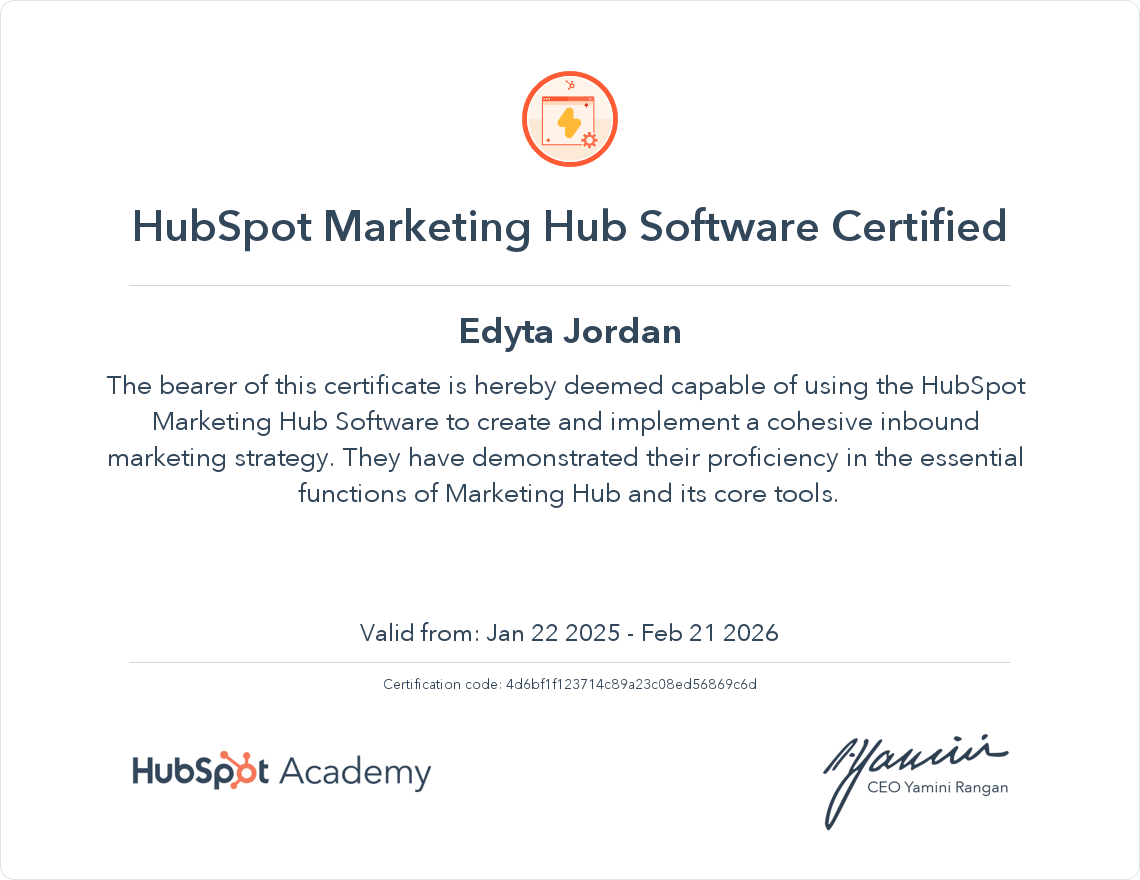 Certification: HubSpot Marketing Software